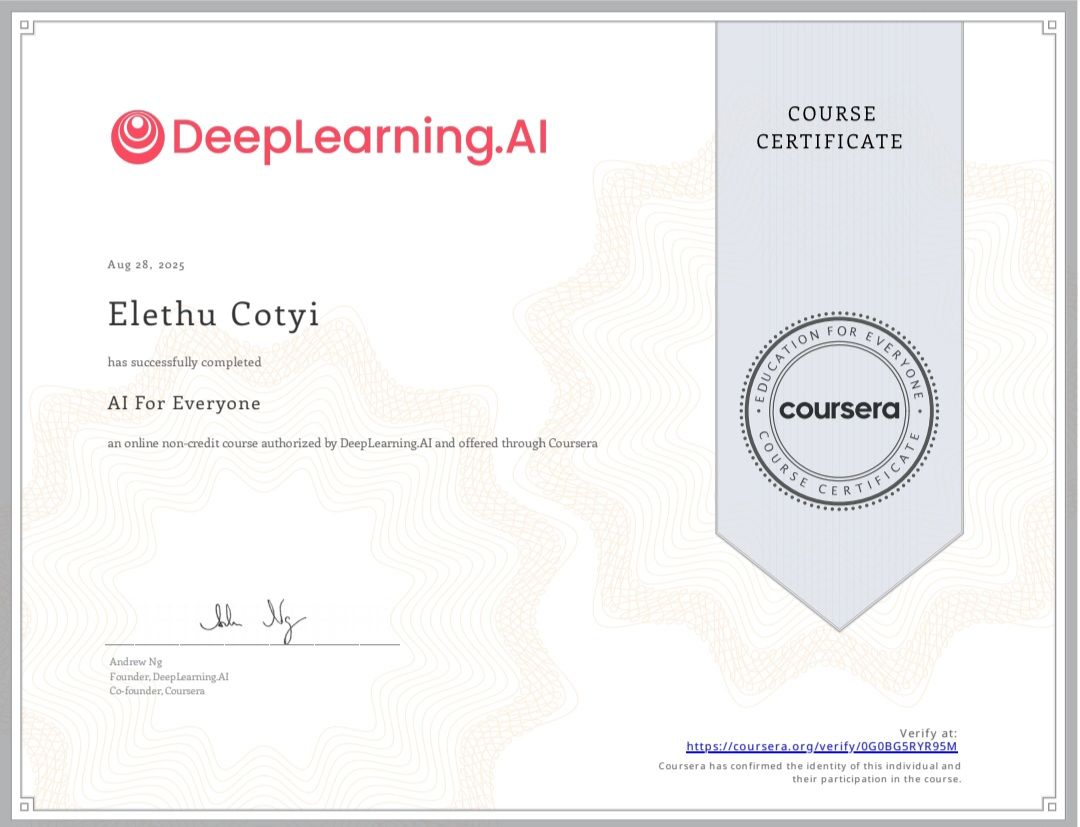 AI For Everyone Certificate
